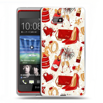 Силиконовый чехол на HTC Desire 600 с принтом Новый год Силиконовый чехол на HTC Desire 600 с принтом Новый год