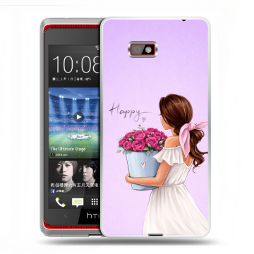 Силиконовый чехол на HTC Desire 600 с принтом женский