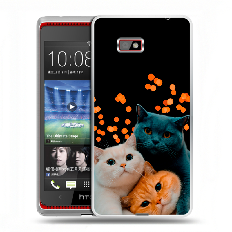 Силиконовый чехол на HTC Desire 600 с принтом Кошки Силиконовый чехол на HTC Desire 600 с принтом Кошки