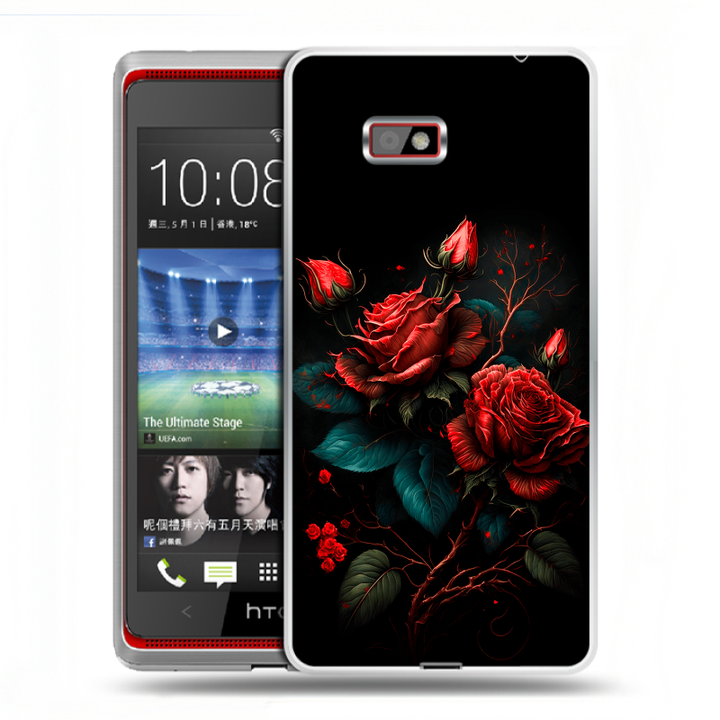 Силиконовый чехол на HTC Desire 600 с принтом Розы красные Силиконовый чехол на HTC Desire 600 с принтом Розы красные