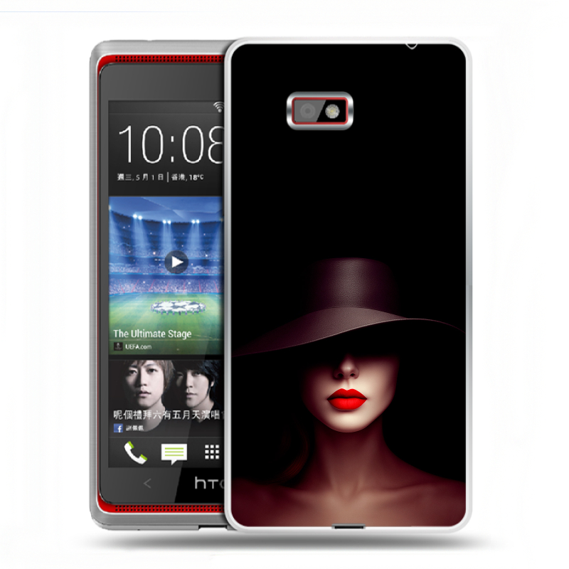 Силиконовый чехол на HTC Desire 600 с принтом Девушка в шляпе Силиконовый чехол на HTC Desire 600 с принтом Девушка в шляпе