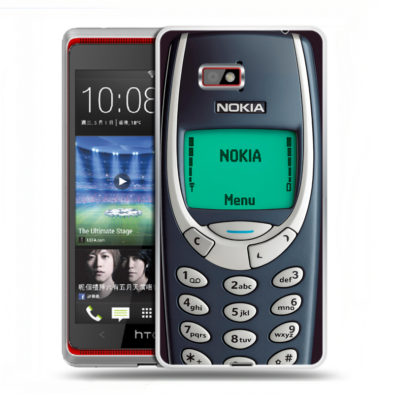 Силиконовый чехол на HTC Desire 600 с принтом Старый телефон Силиконовый чехол на HTC Desire 600 с принтом Старый телефон