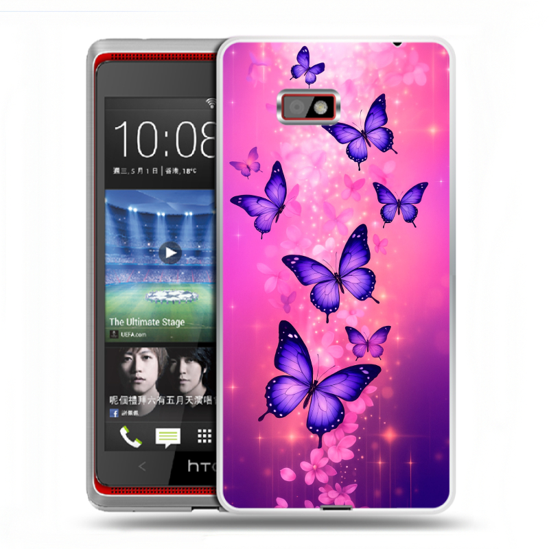 Силиконовый чехол на HTC Desire 600 с принтом Бабочки Силиконовый чехол на HTC Desire 600 с принтом Бабочки