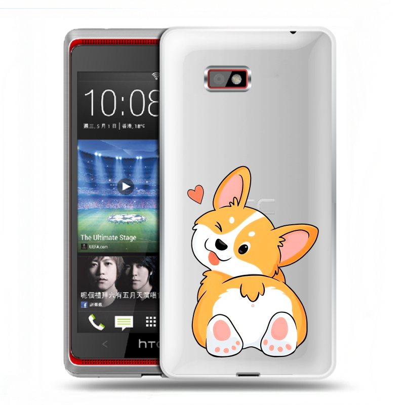 Силиконовый чехол на HTC Desire 600 с принтом Корги Силиконовый чехол на HTC Desire 600 с принтом Корги