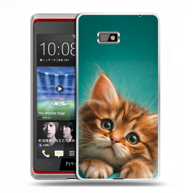 Силиконовый чехол на HTC Desire 600 с принтом котенок Силиконовый чехол на HTC Desire 600 с принтом котенок