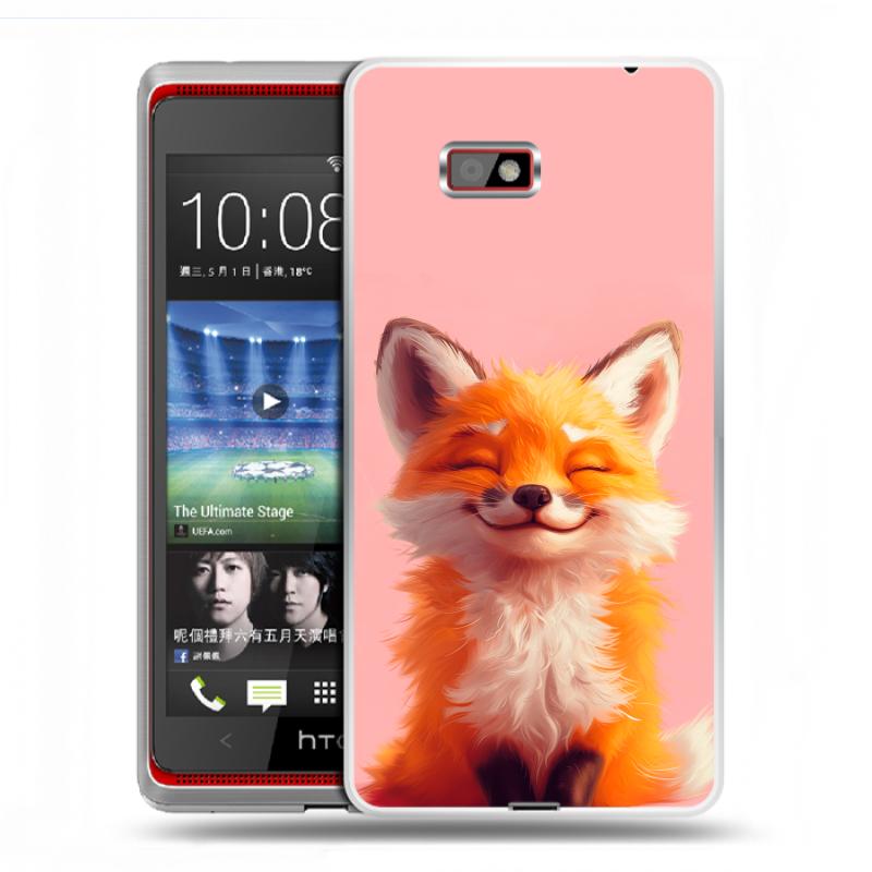 Силиконовый чехол на HTC Desire 600 с принтом милая лиса Силиконовый чехол на HTC Desire 600 с принтом милая лиса