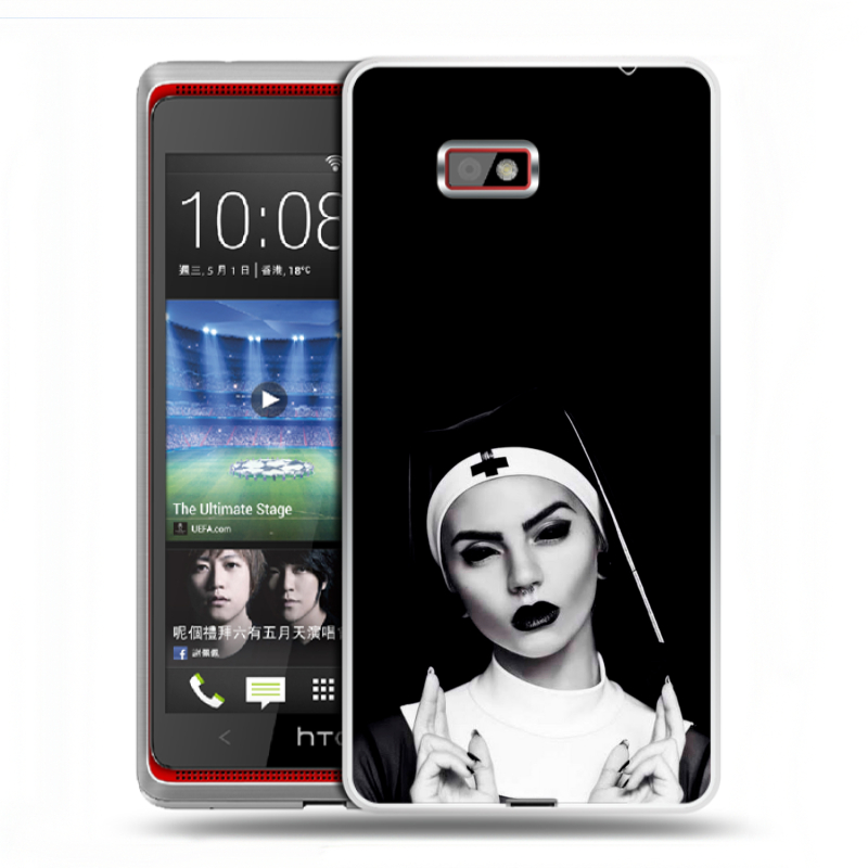 Силиконовый чехол на HTC Desire 600 с принтом монашка Силиконовый чехол на HTC Desire 600 с принтом монашка