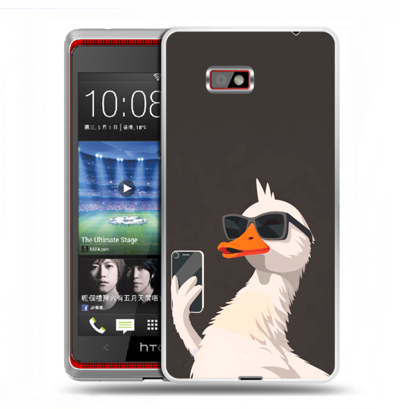 Силиконовый чехол на HTC Desire 600 с принтом утка в очках Силиконовый чехол на HTC Desire 600 с принтом утка в очках