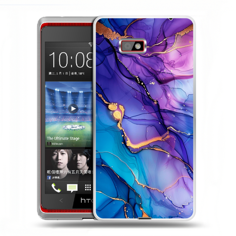 Силиконовый чехол на HTC Desire 600 с принтом синий мрамор Силиконовый чехол на HTC Desire 600 с принтом синий мрамор