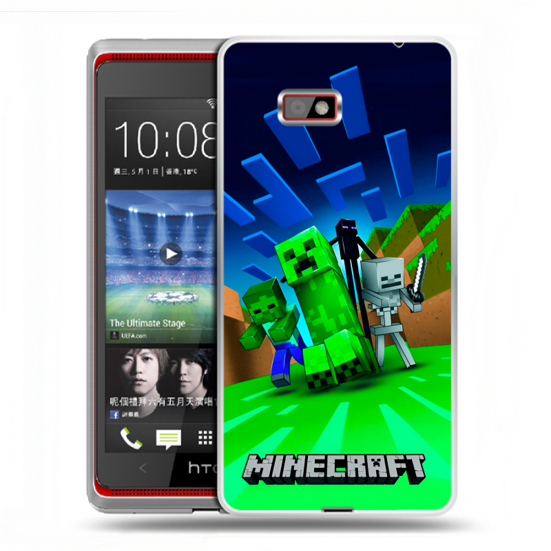 Силиконовый чехол на HTC Desire 600 с принтом Майнкрафт Силиконовый чехол на HTC Desire 600 с принтом Майнкрафт