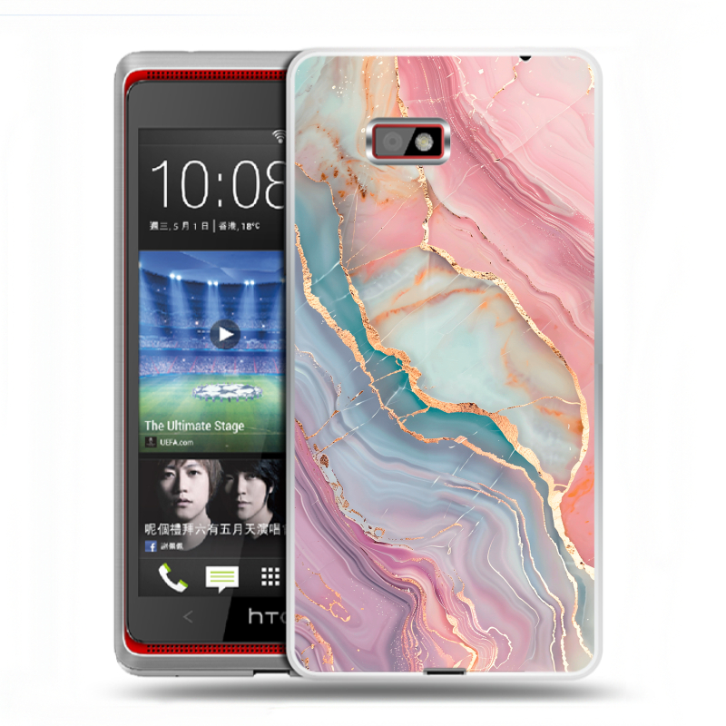 Силиконовый чехол на HTC Desire 600 с принтом розовый мрамор Силиконовый чехол на HTC Desire 600 с принтом розовый мрамор