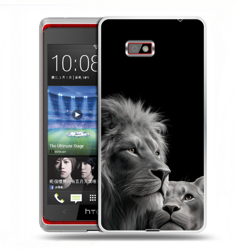 Силиконовый чехол на HTC Desire 600 с принтом Лев кошки Силиконовый чехол на HTC Desire 600 с принтом Лев кошки