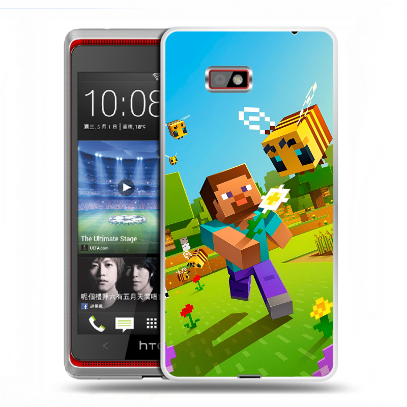 Силиконовый чехол на HTC Desire 600 с принтом Майнкрафт Minecraft Силиконовый чехол на HTC Desire 600 с принтом Майнкрафт Minecraft