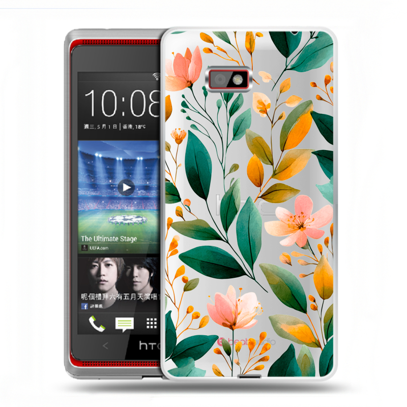 Силиконовый чехол на HTC Desire 600 с принтом Цветы паттерн Силиконовый чехол на HTC Desire 600 с принтом Цветы паттерн