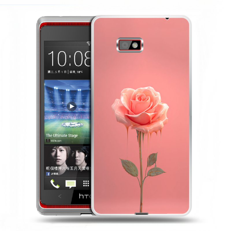 Силиконовый чехол на HTC Desire 600 с принтом Розовая роза Силиконовый чехол на HTC Desire 600 с принтом Розовая роза