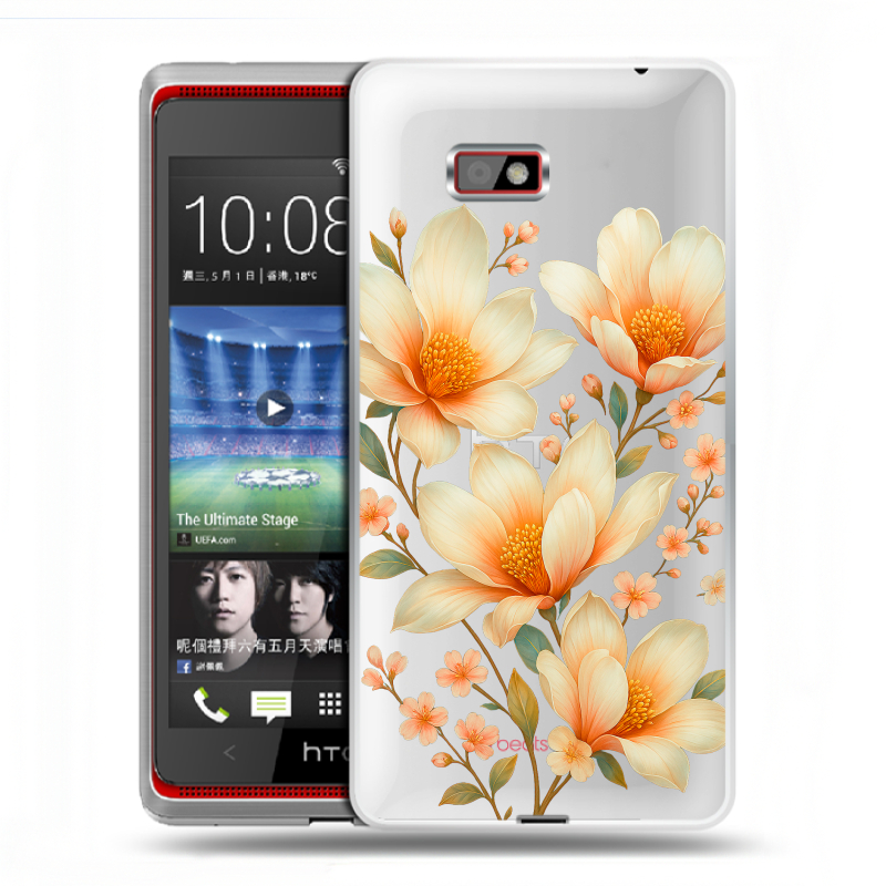 Силиконовый чехол на HTC Desire 600 с принтом Цветы Силиконовый чехол на HTC Desire 600 с принтом Цветы