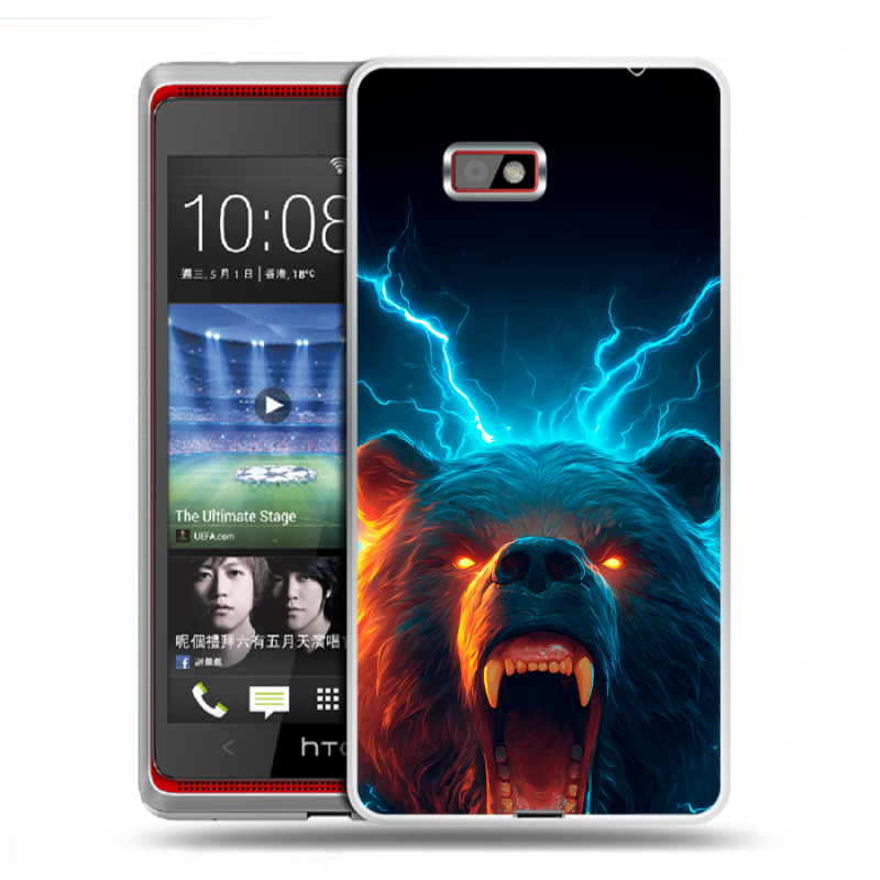 Силиконовый чехол на HTC Desire 600 с принтом Медведь Силиконовый чехол на HTC Desire 600 с принтом Медведь