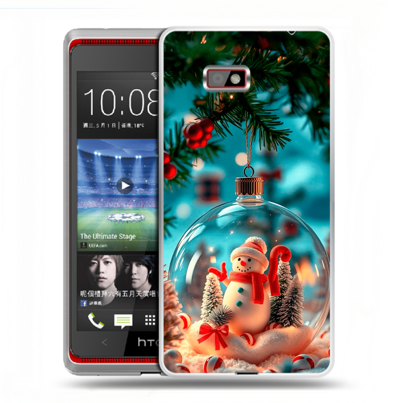 Силиконовый чехол на HTC Desire 600 с принтом Новый год Силиконовый чехол на HTC Desire 600 с принтом Новый год