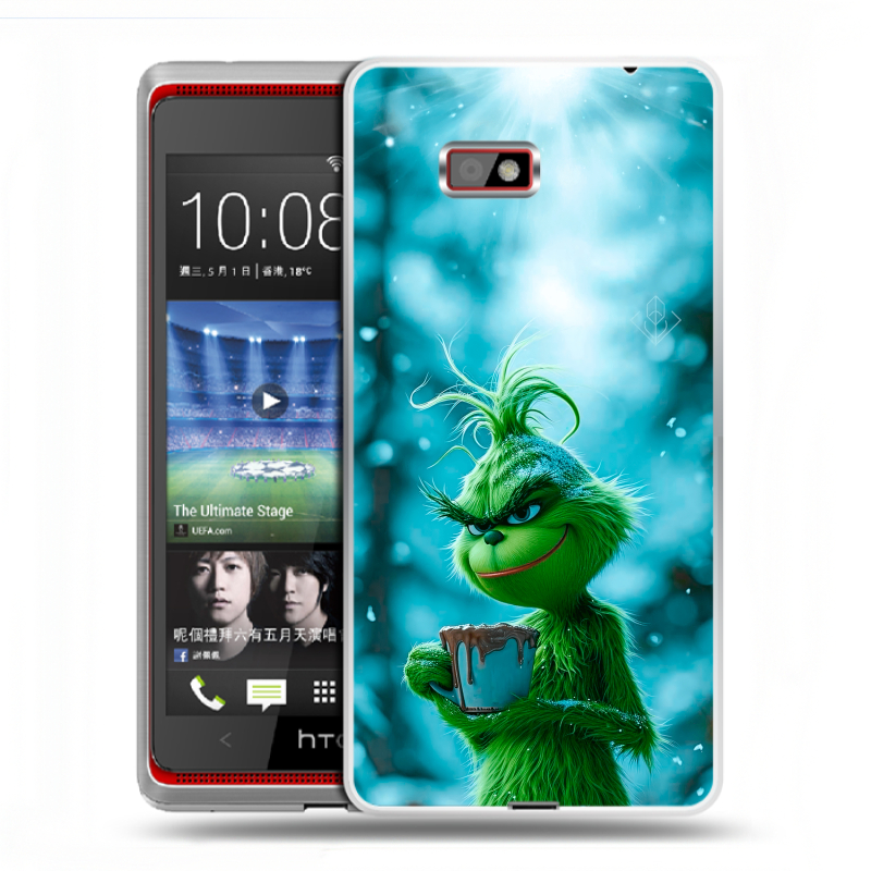 Силиконовый чехол на HTC Desire 600 с принтом Новый год гринч Силиконовый чехол на HTC Desire 600 с принтом Новый год гринч