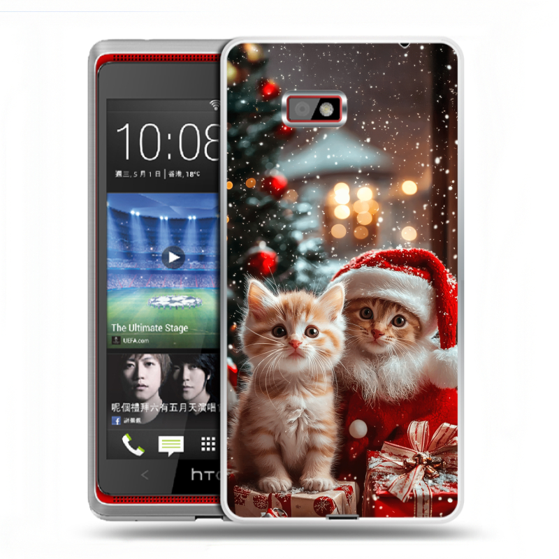 Силиконовый чехол на HTC Desire 600 с принтом Новый год Силиконовый чехол на HTC Desire 600 с принтом Новый год