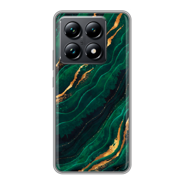 Силиконовый чехол на Xiaomi 14T Pro с принтом Мрамор зеленое золото Силиконовый чехол на Xiaomi 14T Pro с принтом Мрамор зеленое золото