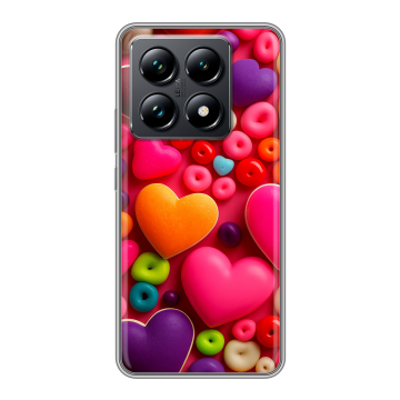 Силиконовый чехол на Xiaomi 14T Pro с принтом Сердечки Силиконовый чехол на Xiaomi 14T Pro с принтом Сердечки
