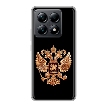 Силиконовый чехол на Xiaomi 14T Pro с принтом Герб России золотой Силиконовый чехол на Xiaomi 14T Pro с принтом Герб России золотой