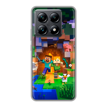 Силиконовый чехол на Xiaomi 14T Pro с принтом Майнкрафт Minecraft Силиконовый чехол на Xiaomi 14T Pro с принтом Майнкрафт Minecraft