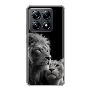Силиконовый чехол на Xiaomi 14T Pro с принтом Лев кошки