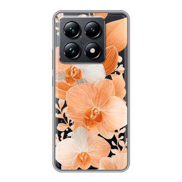 Силиконовый чехол на Xiaomi 14T Pro с принтом Бежевые цветы