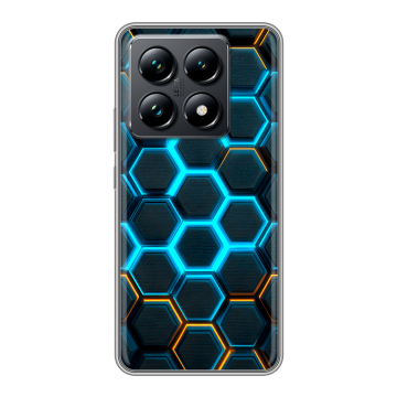Силиконовый чехол на Xiaomi 14T Pro с принтом Неоновые соты