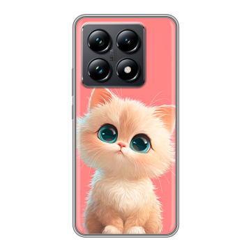 Силиконовый чехол на Xiaomi 14T Pro с принтом Розовый котенок