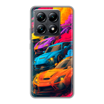 Силиконовый чехол на Xiaomi 14T Pro с принтом Тачки