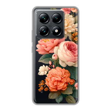 Силиконовый чехол на Xiaomi 14T Pro с принтом цветы Силиконовый чехол на Xiaomi 14T Pro с принтом цветы