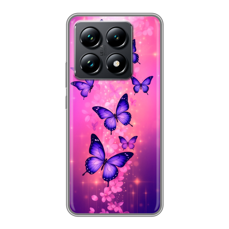 Силиконовый чехол на Xiaomi 14T Pro с принтом Бабочки Силиконовый чехол на Xiaomi 14T Pro с принтом Бабочки
