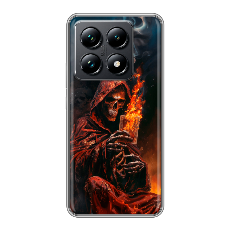 Силиконовый чехол на Xiaomi 14T Pro с принтом Скелет и карты Силиконовый чехол на Xiaomi 14T Pro с принтом Скелет и карты