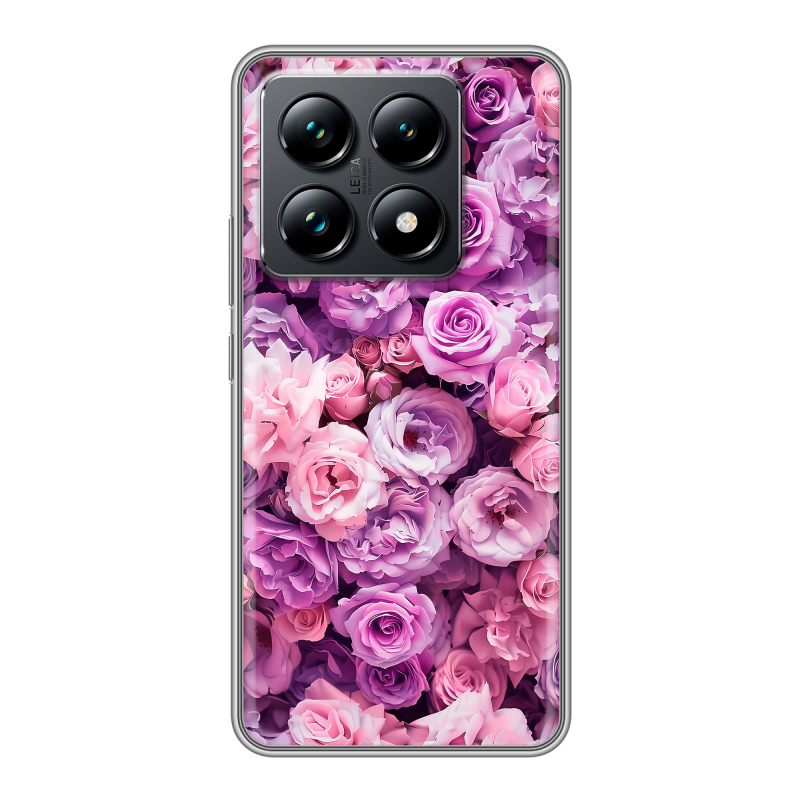 Силиконовый чехол на Xiaomi 14T Pro с принтом лавандовые розы Силиконовый чехол на Xiaomi 14T Pro с принтом лавандовые розы