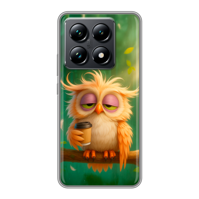 Силиконовый чехол на Xiaomi 14T Pro с принтом сова Силиконовый чехол на Xiaomi 14T Pro с принтом сова