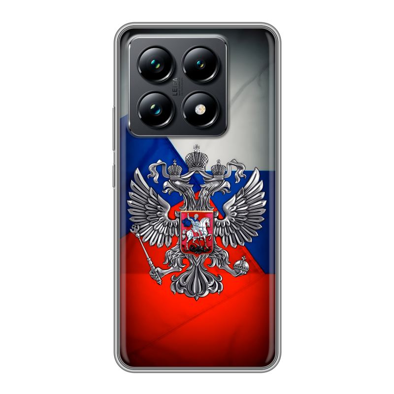 Силиконовый чехол на Xiaomi 14T Pro с принтом Флаг России Силиконовый чехол на Xiaomi 14T Pro с принтом Флаг России
