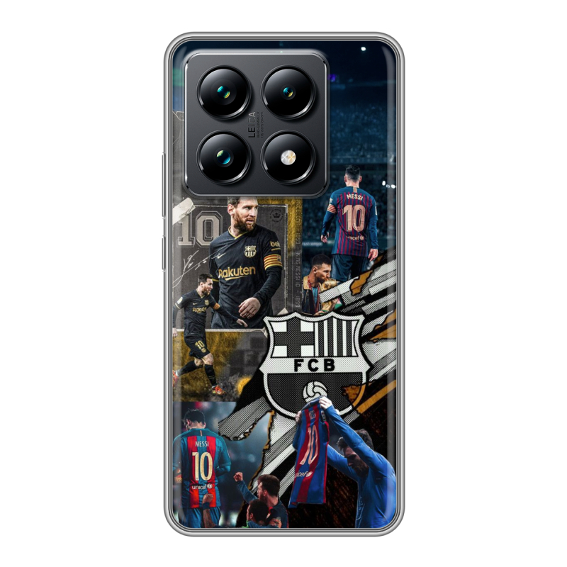 Силиконовый чехол на Xiaomi 14T Pro с принтом Messi Barcelona Силиконовый чехол на Xiaomi 14T Pro с принтом Messi Barcelona