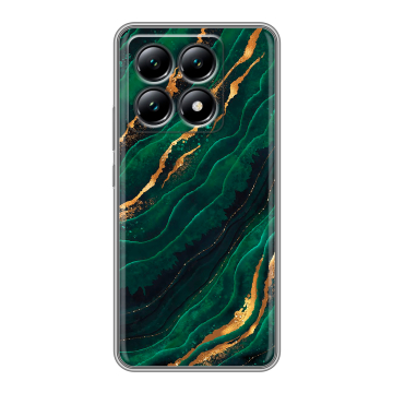 Силиконовый чехол на Xiaomi 14T с принтом Мрамор зеленое золото Силиконовый чехол на Xiaomi 14T с принтом Мрамор зеленое золото