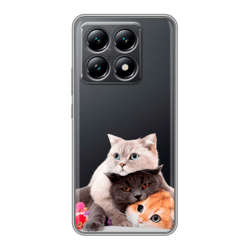 Силиконовый чехол на Xiaomi 14T с принтом Кошки Силиконовый чехол на Xiaomi 14T с принтом Кошки