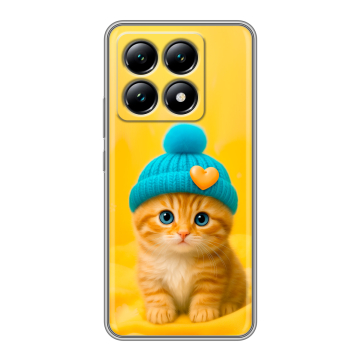 Силиконовый чехол на Xiaomi 14T с принтом Котенок в шапке
