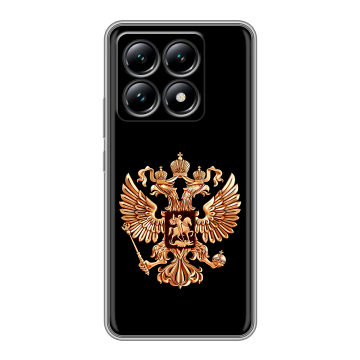 Силиконовый чехол на Xiaomi 14T с принтом Герб России золотой