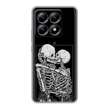 Силиконовый чехол на Xiaomi 14T с принтом Поцелуй скелетов