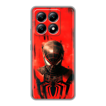 Силиконовый чехол на Xiaomi 14T с принтом человек паук spiderman