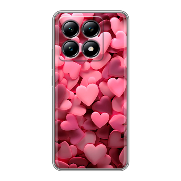 Силиконовый чехол на Xiaomi 14T с принтом розовые сердечки