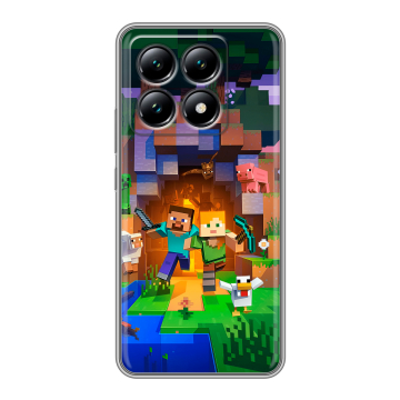 Силиконовый чехол на Xiaomi 14T с принтом Майнкрафт Minecraft