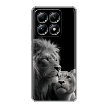 Силиконовый чехол на Xiaomi 14T с принтом Лев кошки
