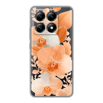 Силиконовый чехол на Xiaomi 14T с принтом Бежевые цветы